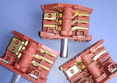 Red 4 Position Rotary Switch , 16A Oven Selector Rotary Switch Metal Spindle