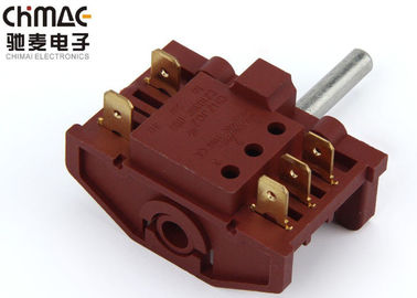 12A 250VAC 6 Position Rotary Switch , Sp6t Power Rotary Switch Brass Terminal
